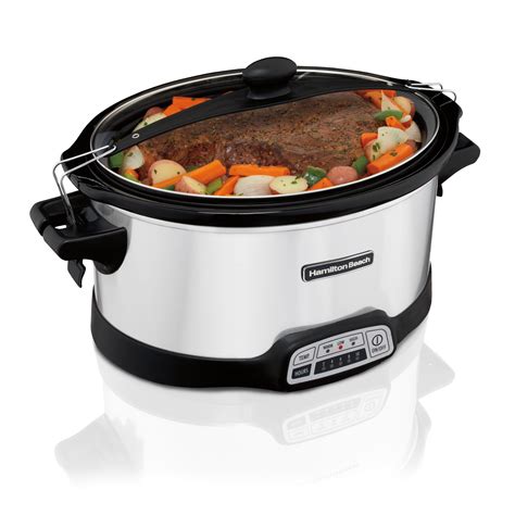 Hamilton Beach Programmable Stay or Go Slow Cooker 7 Quarts Silver ...