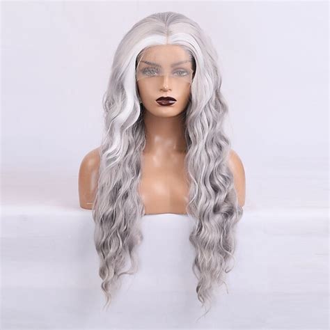 Synthetic Lace Wig Water Wave Style 16-26 inch Mixed Color Middle Part ...