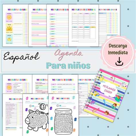 Task Agenda in Spanish for Children, Checklick Printable Daily Routines ...