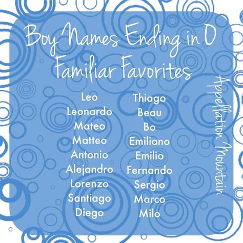 80 Boy Names Ending in O - Appellation Mountain