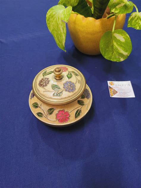 Traditional Maharashtrian Hand made Brass Haandi Handi Nut Bowl Hand P ...