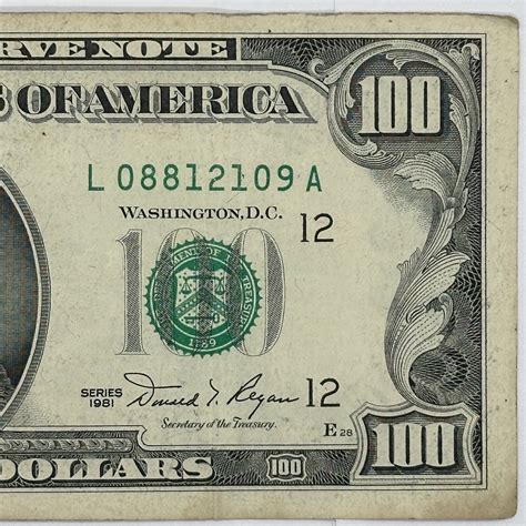 Rare 1981 "Small Face" $100 One Hundred Dollar Bill US Federal Reserve ...