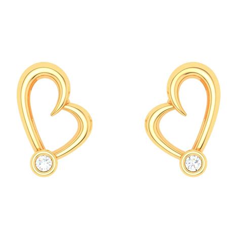 P.C. Chandra Jewellers Women 14Kt (585) Yellow Gold Heart Studs ...