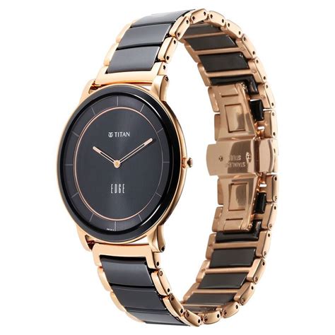 Buy Online Titan Edge Fusion Quartz Analog Black Dial Black Steel ...