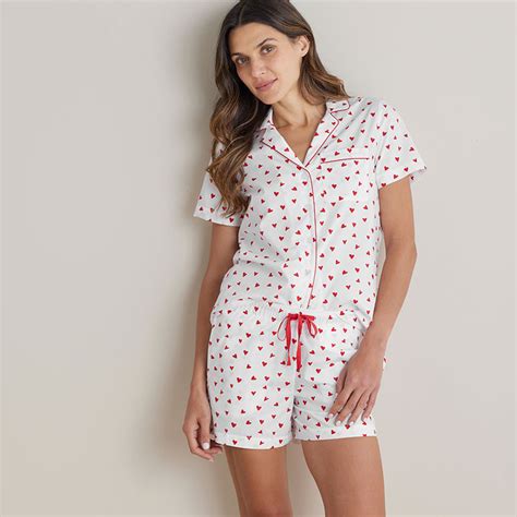 Printed Cotton Poplin Women's PJ Shorts Set