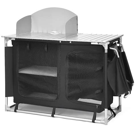 Portable Camping Kitchen Table with Storage Organizer, Aluminum ...