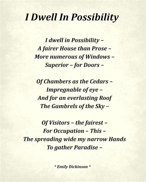I dwell in Possibility Emily Dickinson Poem Typography Print | Etsy