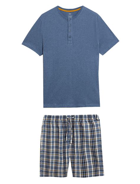 Buy Pure Cotton Woven Checked Pyjama Set at Marks & Spencer