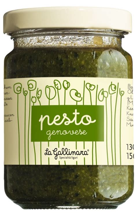 Pesto Genovese, Pesto Genoese style, La Gallinara, 130g, Glass ...