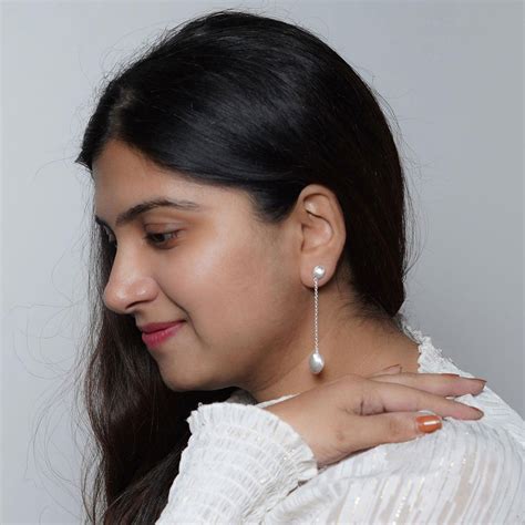 Contemporary Pearl Drop Earrings 925 sterling silver earrings for women ...