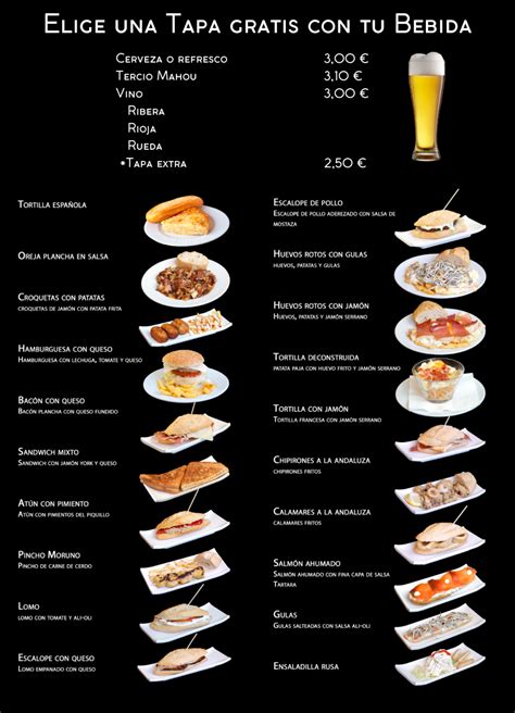Carta Tapas - Restaurante Wells