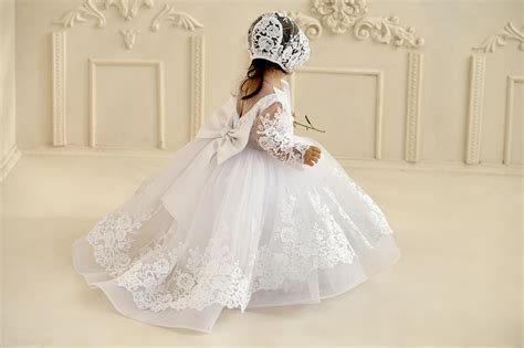 Сhristening Dress for Toddler, White Baptism Dress for Baby Girl ...