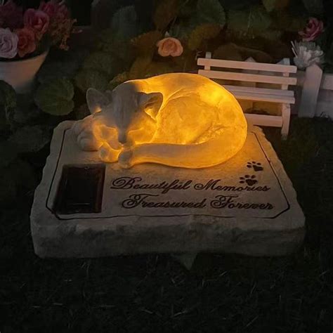 MARYTUMM Solar Light Cat Memorial Stone, Cat Grave Markers, India | Ubuy