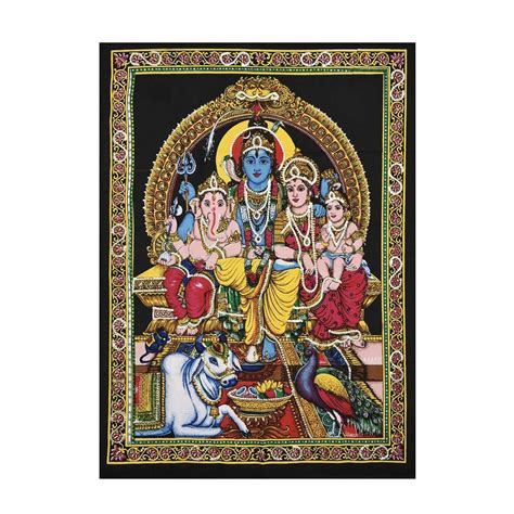 Shoppers Point ® Cotton Cloth Lord Shiva Family Wall Hanging/Tapestry ...
