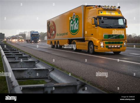 Trucks on the A67 direction Germany. The A67 is the main route from ...