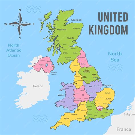 Flat united kingdom map with border line | Premium Vector