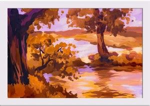 Autumn Landscape With River Paper Poster White Frame | Top Acrylic ...