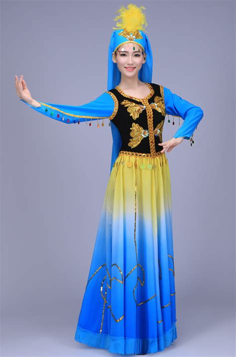 2019新款新疆舞蹈服装少数民族舞台表演服维吾尔族大摆裙演出服女-阿里巴巴