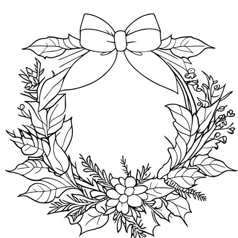 Premium Vector | Christmas wreath vector illustration line art