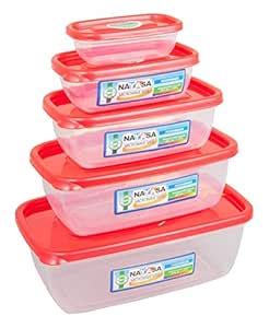 Buy Nayasa Plastic Microwave Container Set, 4 Pieces, Standard, Red ...