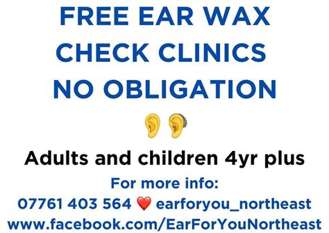 FREE ear wax check clinic. Children 4yr plus and adults. Drop in 2 to ...
