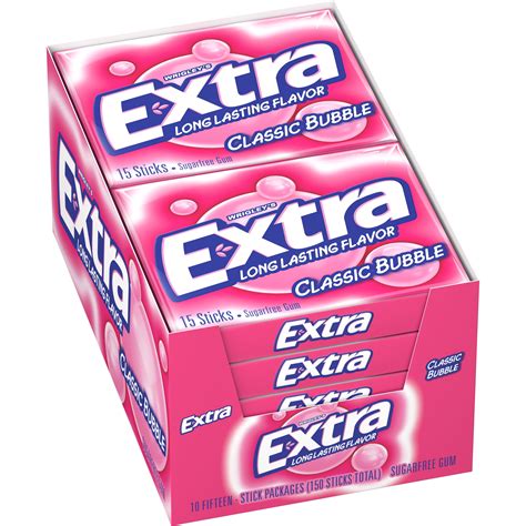 EXTRA Gum Classic Bubble Flavor, Sugarfree Chewing Gum, 15 Pieces, Pack ...