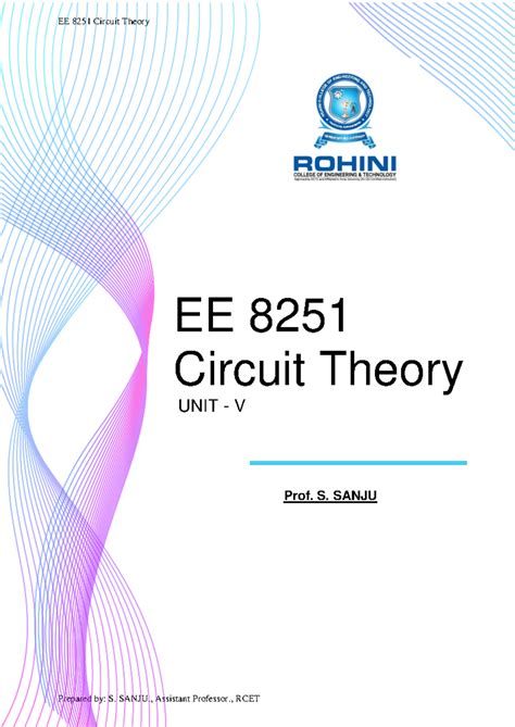UNIT V Resonance AND Coupled Circuits - Prof. S. SANJU EE 8251 Circuit ...
