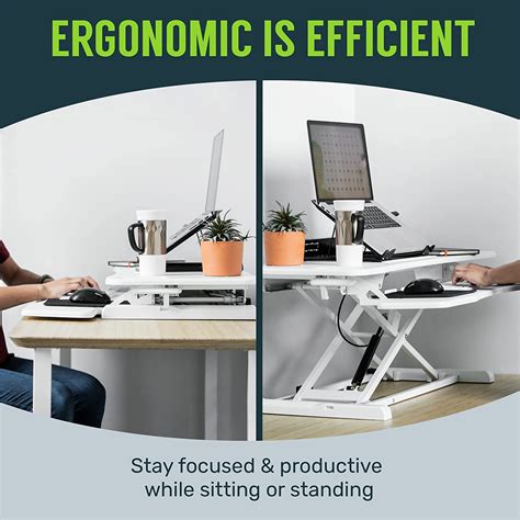 Buy Computer Desk Converter-32-Inch Height Adjustable, MDF Wood, Sit-To ...