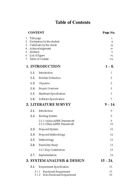 Table of Content 1 - Table of Contents CONTENT Page No. 1. Title page i ...