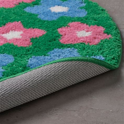 VATTENSKRUV bath mat, floral pattern/multicolour, 60x65 cm (24x26") - IKEA