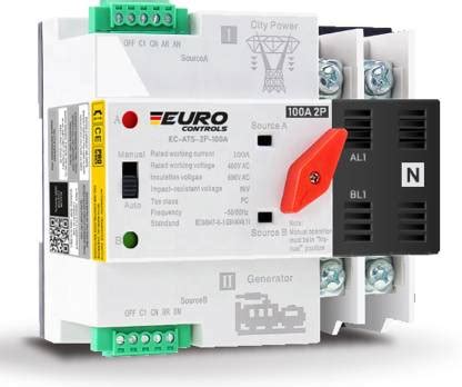 Euro Controls ATS 2 POLE 100A Auto Transfer Switch Dual Source - Ultra ...