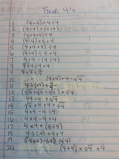 FOUR 4S – mbrunnermath - Worksheets Library