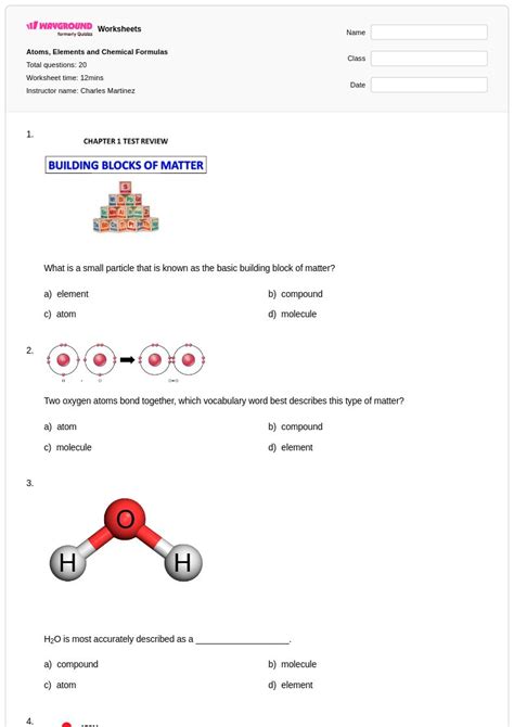 50+ Chemical Formulas worksheets for Class 7 on Wayground | Free ...