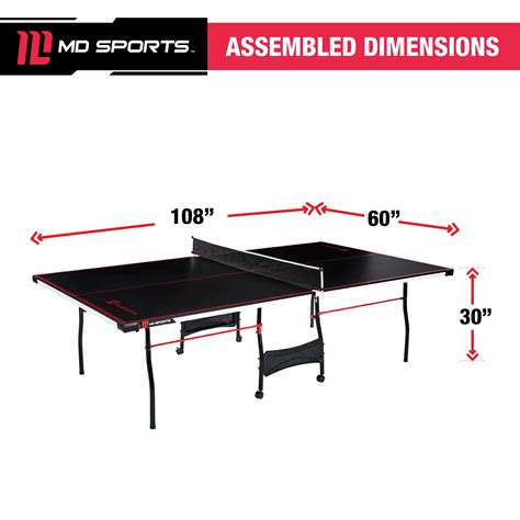 MD Sports Official Size Table Tennis Table (Black/Red) - MD Sports