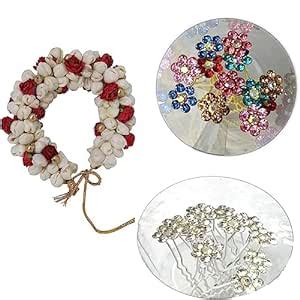GadinFashion™ Hair Bun Combo Mogra Artificial Gajra & juda pins for ...