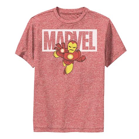 Boys 8-20 Marvel Iron Man Chibi Flying Logo Outline Performance Graphic Tee