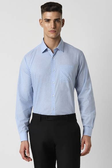 Buy Men Blue Regular Fit Print Full Sleeves Formal Shirt Online ...