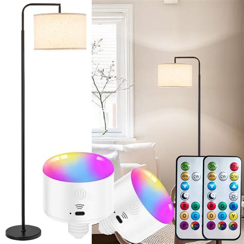 Battery Operated Floor Lamp with Remote Control,Dimmable Cordless Floor ...