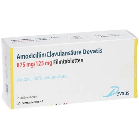 Amoxicillin/Clavulansäure Devatis 875 mg/ 125 mg 20 St mit dem E-Rezept ...