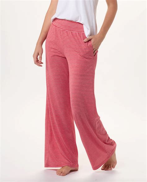Boxercraft Women's Evelyn True Red/White Stripe Wide Leg Lounge Pant
