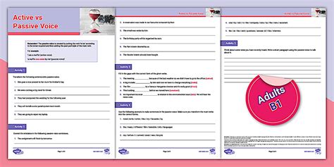 ESL Active vs Passive Voice Activity Sheet [Adults, B1]
