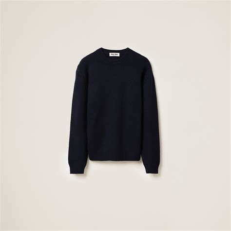 Navy Cashmere Sweater | Miu Miu