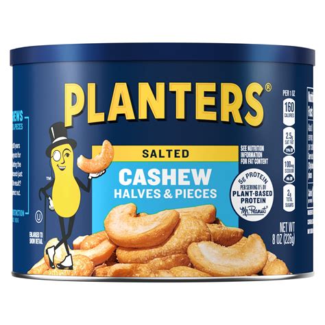 PLANTERS Salted Cashew Halves and Pieces, Party Snacks, Plant-Based ...