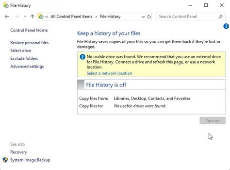 Image result for File History in Control Panel
