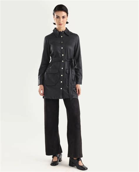 Rareism Women's Fenko Black Cotton Fabric Full Sleeves Button Closure ...