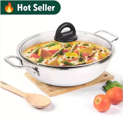 Buy Best Triply Stainless Steel kadai / kadhai with Glass lid Online ...