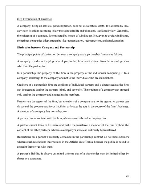 Company Law notes - 21 (xii) Termination of Existence A company, being ...