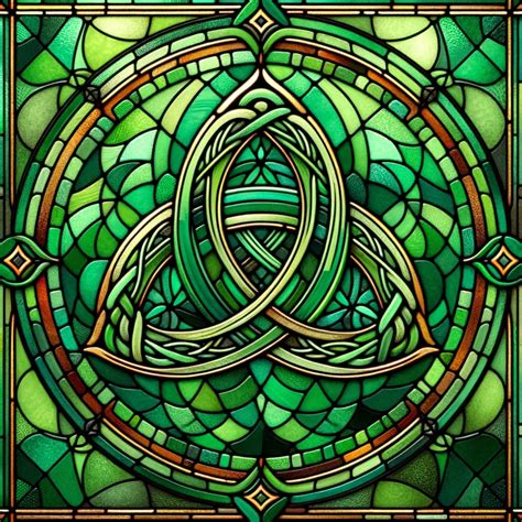 Rich Green Trinity Knot Stained Glass Window Cling to Celebrate Saint ...