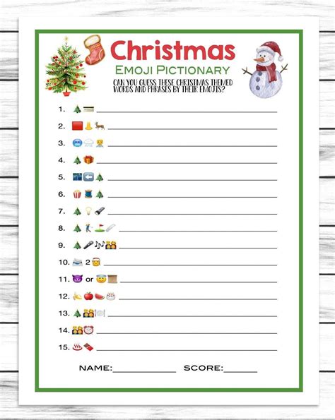 Christmas Emoji Pictionary Game, Printable Or Virtual Holiday Party ...