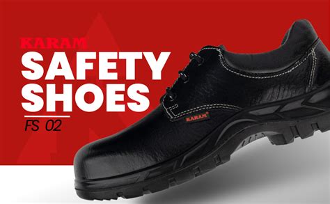 Karam FS02 Black Leather Safety Shoes for Men | Single Density with ...